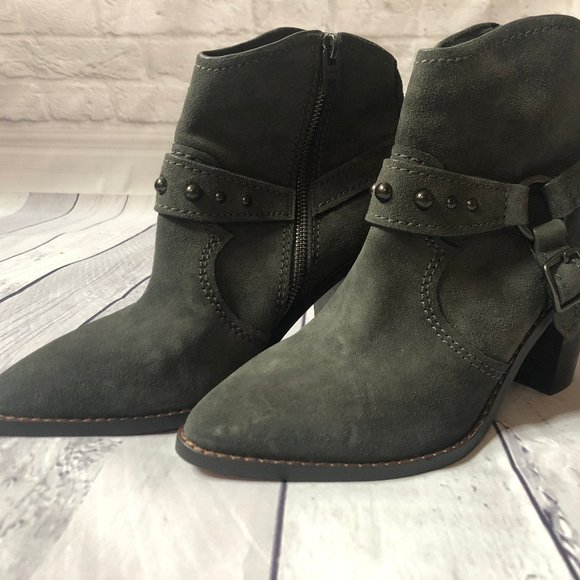 COACH Suede (EUC) Charcoal Short Boots, Size 10B - Picture 2 of 8
